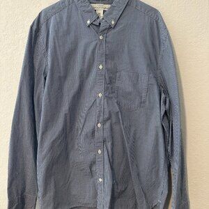 H&M L.O.G.G. Blue & White Checkered Print Short Sleeve Button Down Shirt - XL
